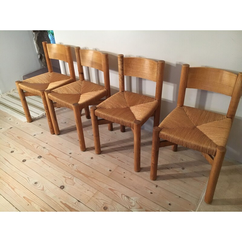 Suite de 4 chaises vintage de Charlotte Perriand, 1960