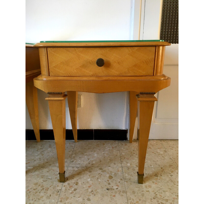 Set of 2 vintage bedside tables, 1940s