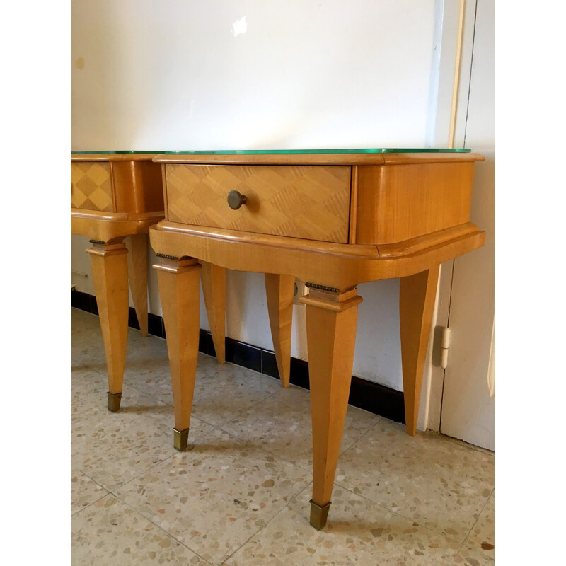 Set of 2 vintage bedside tables, 1940s