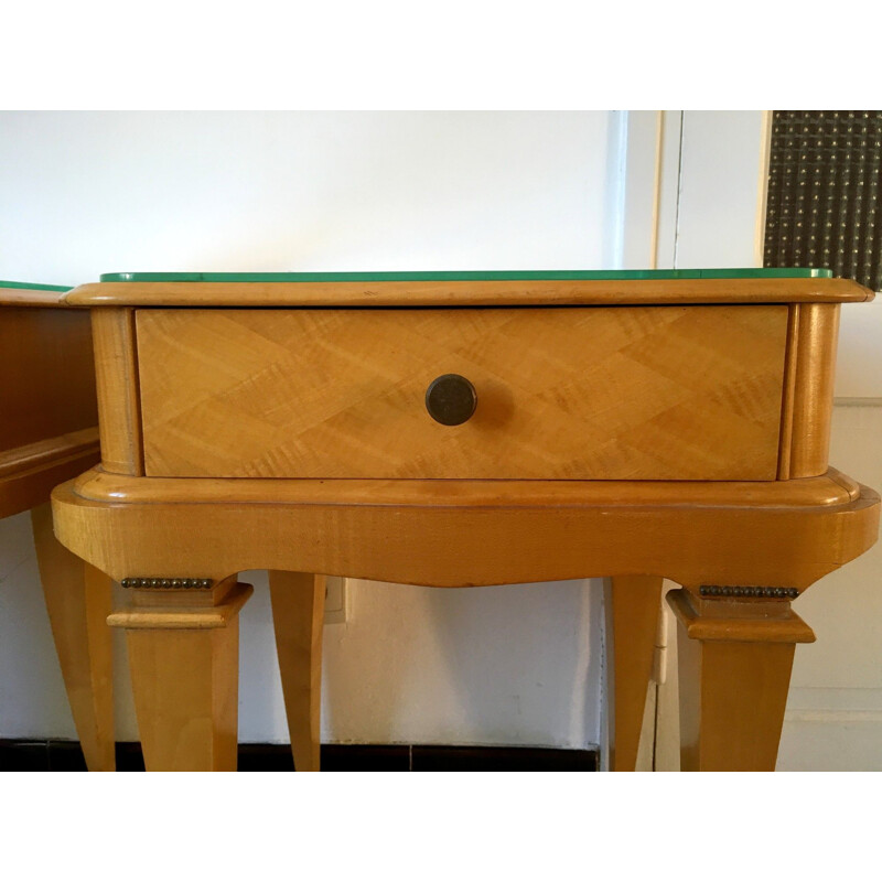 Set of 2 vintage bedside tables, 1940s