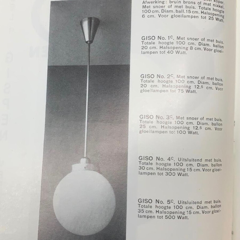 Lámpara de suspensión Giso vintage de W.H. Gispen para Gispen, 1930