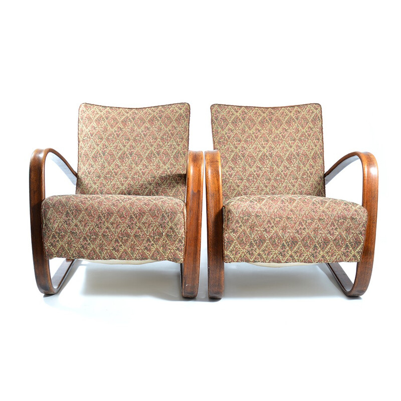 Pair of vintage H-269 armchairs, Jindrich HALABALA - 1940s