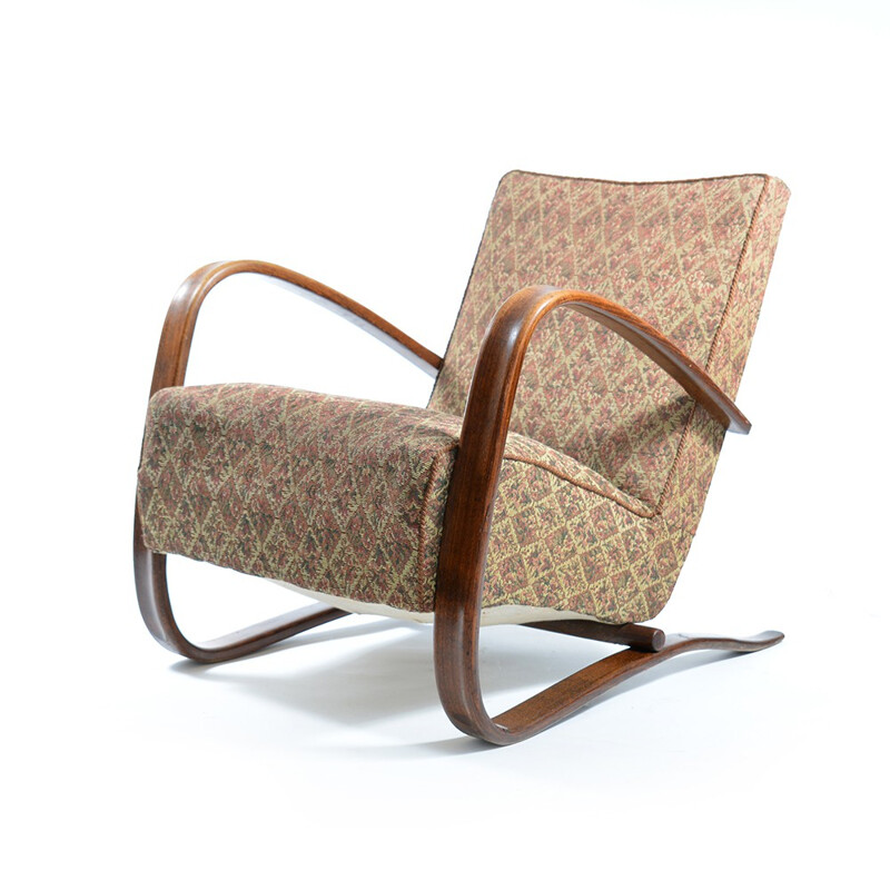 Paire de fauteuils H-269 en bois et tissu, Jindrich HALABALA - 1940
