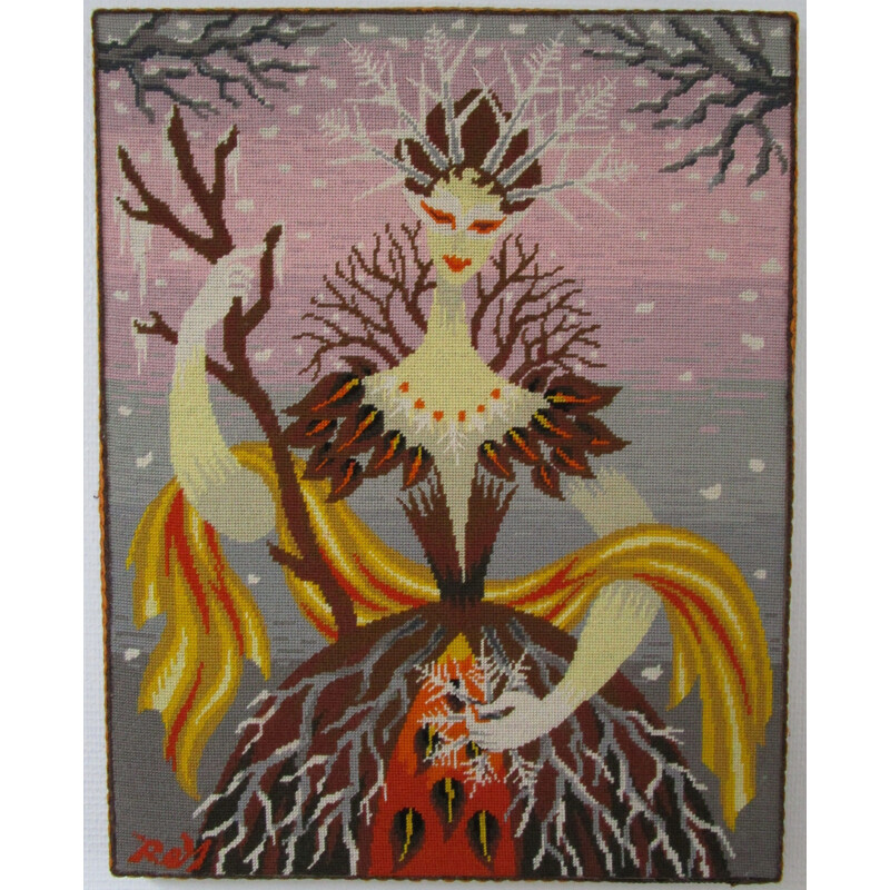 Vintage tapestry "l'Hiver" by Pierre Rey, 1970