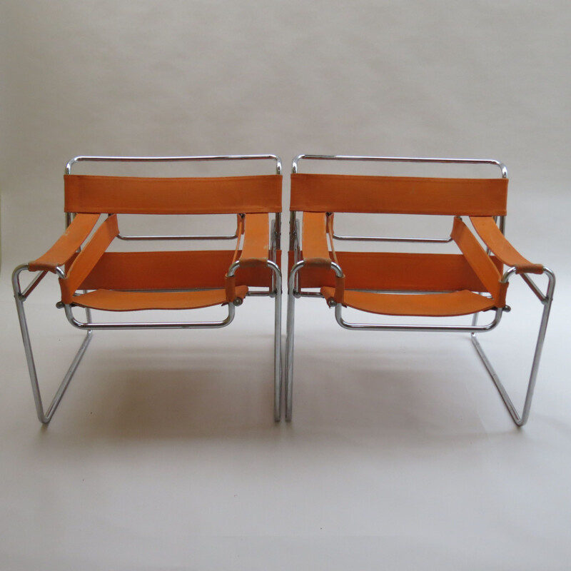 Vintage orange B3 Wassily chair by Marcel Breuer For Gavina, Italy, 1960s