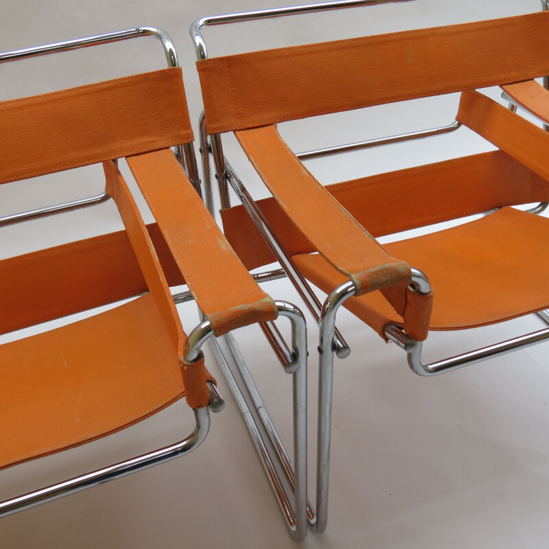 Vintage orange B3 Wassily chair by Marcel Breuer For Gavina, Italy, 1960s