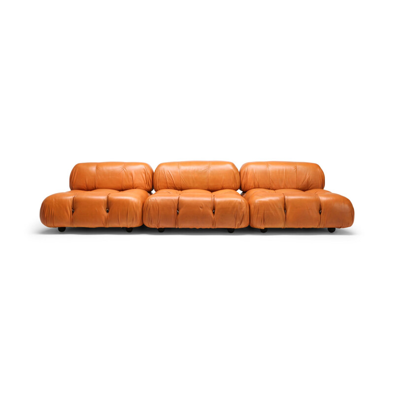 Vintage Camaleonda Sofa in original cognac leather, C&B Italia 1970s