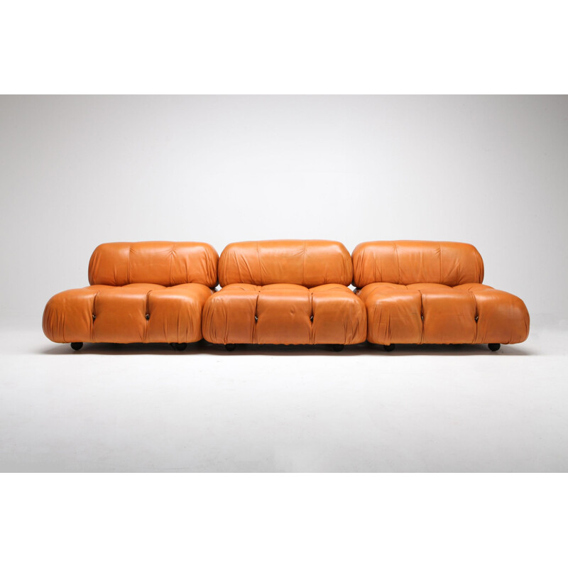 Vintage Camaleonda Sofa in original cognac leather, C&B Italia 1970s