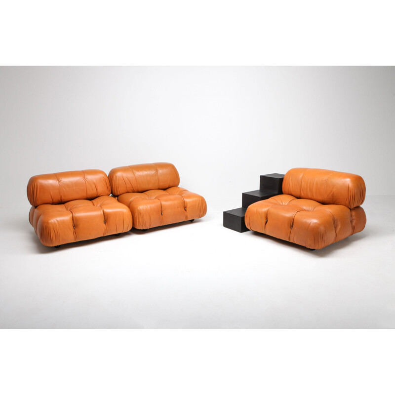 Vintage Camaleonda Sofa in original cognac leather, C&B Italia 1970s