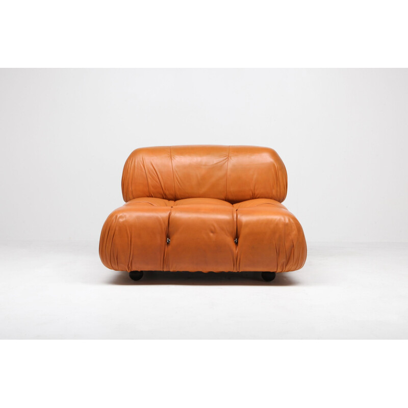 Divano vintage Camaleonda in pelle originale cognac, C