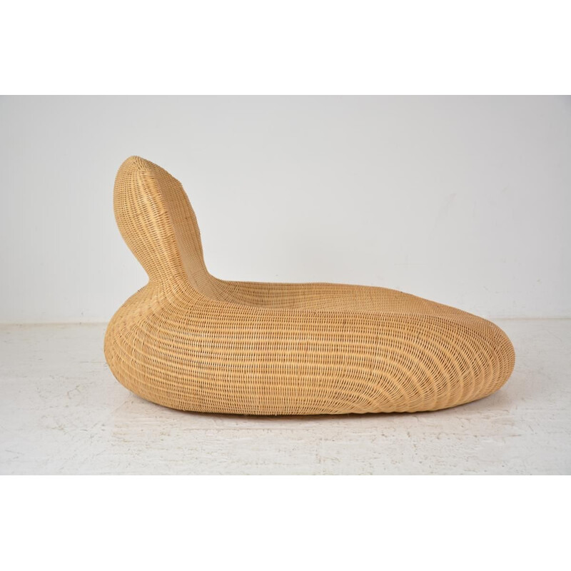 Vintage lounge low chair in rattan marrow