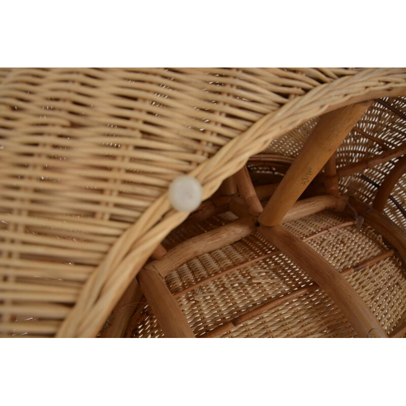 Vintage lounge low chair in rattan marrow