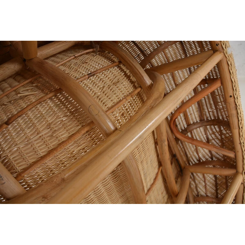 Vintage lounge low chair in rattan marrow