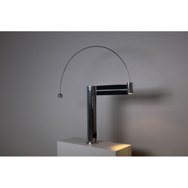 Lampe pendule vintage en aluminium par Pierre Lallemand, 1990