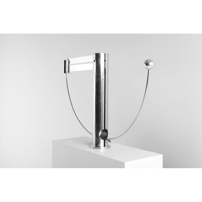 Lampe pendule vintage en aluminium par Pierre Lallemand, 1990