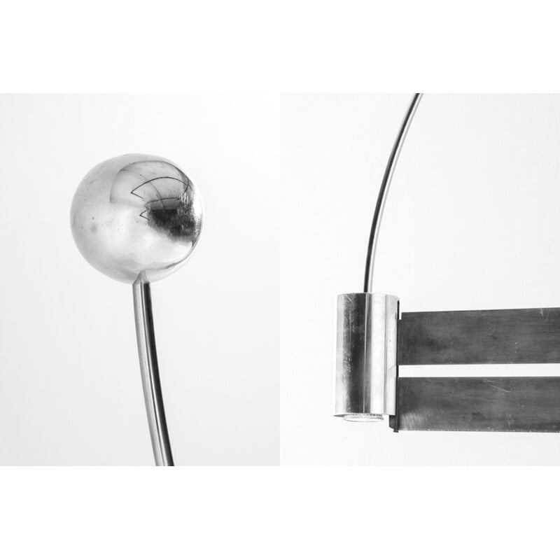 Lampe pendule vintage en aluminium par Pierre Lallemand, 1990