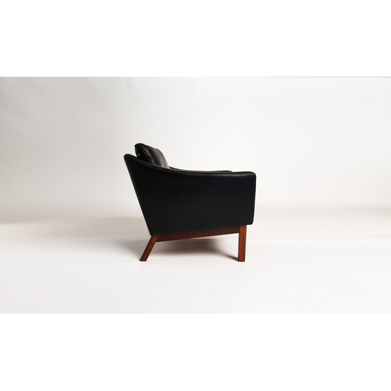 Vintage armchair in leather & rosewood by Poul Jessen, 1960