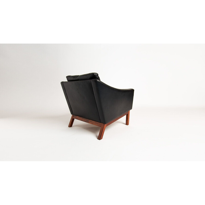 Vintage armchair in leather & rosewood by Poul Jessen, 1960