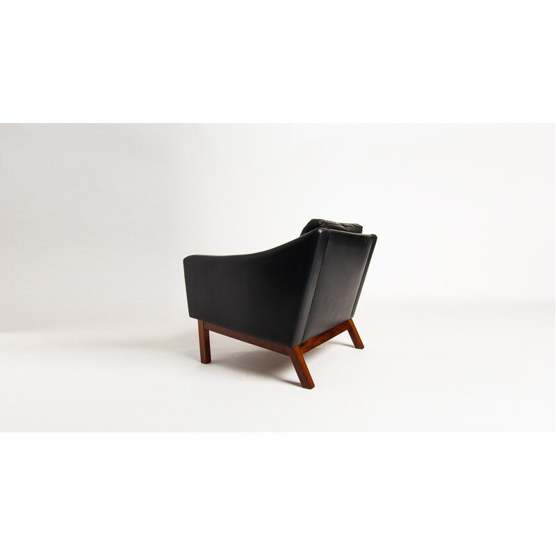 Vintage armchair in leather & rosewood by Poul Jessen, 1960