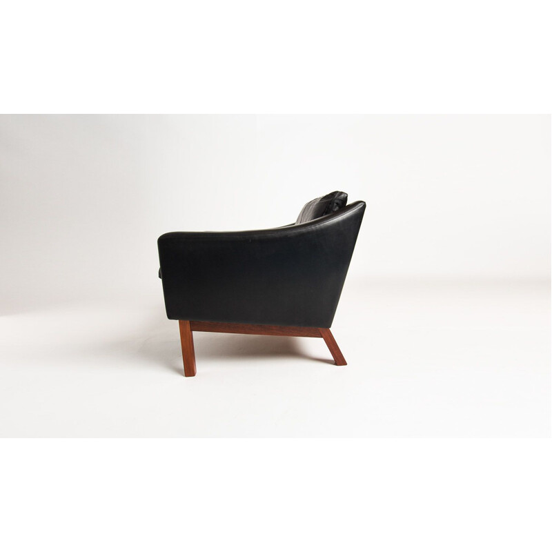 Vintage armchair in leather & rosewood by Poul Jessen, 1960