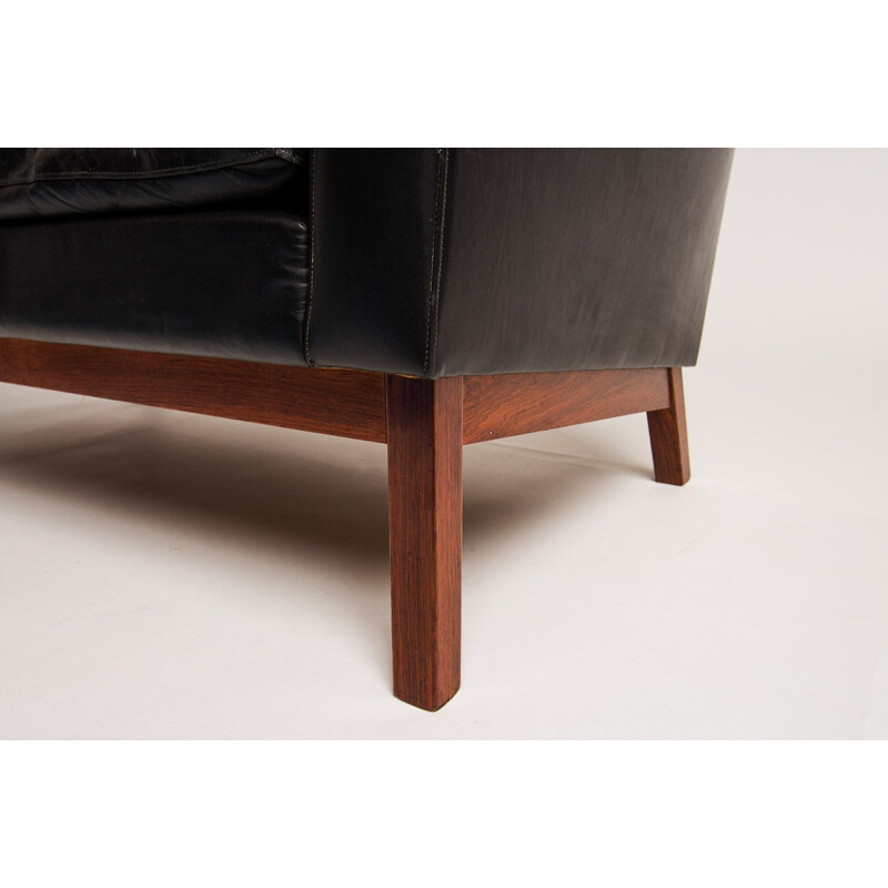 Vintage armchair in leather & rosewood by Poul Jessen, 1960