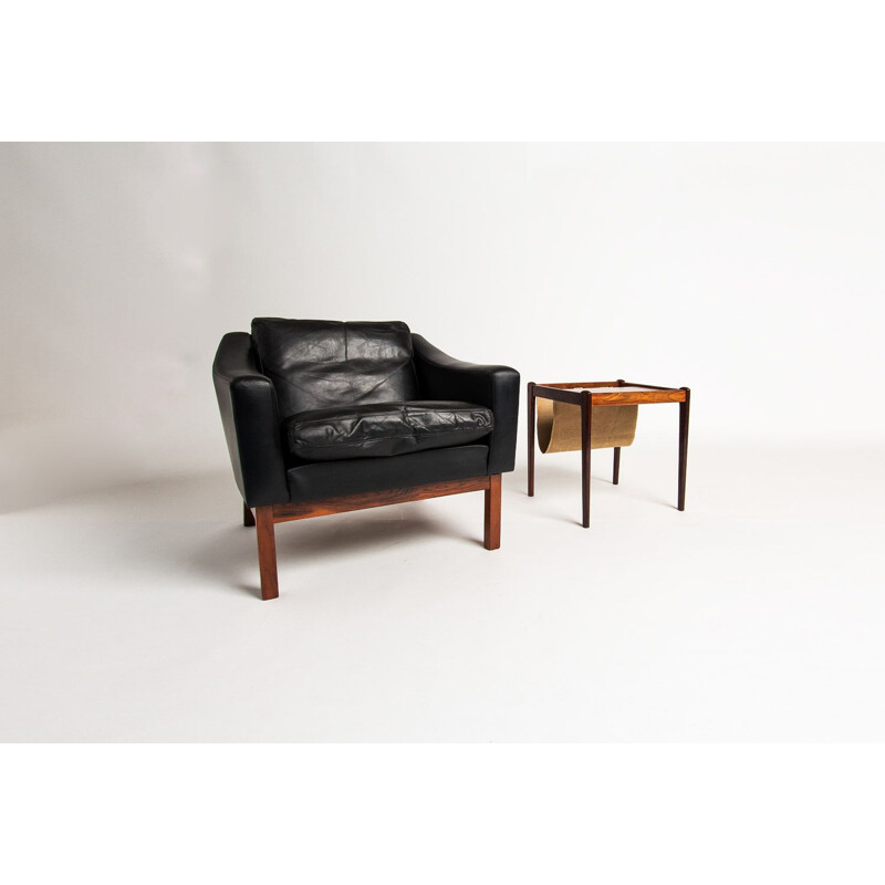 Fauteuil vintage en cuir et palissandre de Poul Jessen, 1960