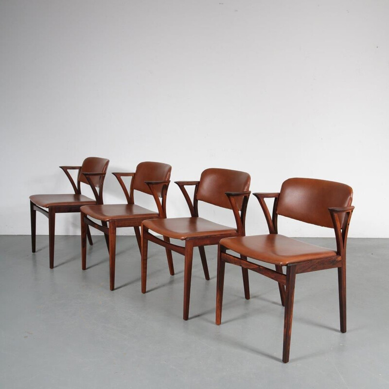 Set of 4 vintage dining chairs in rosewood by Bovenkamp, 1950 