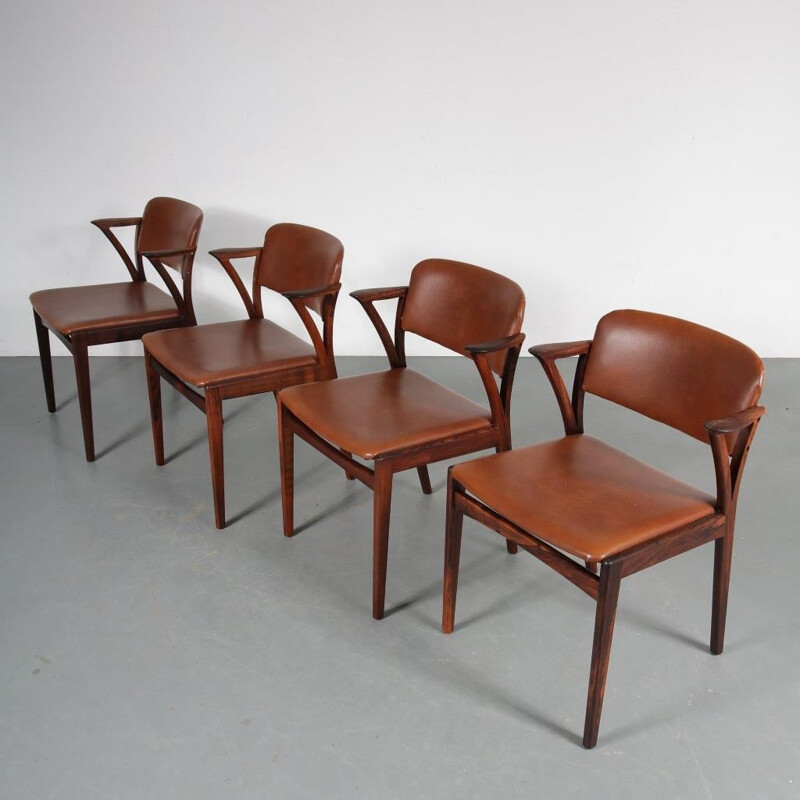 Set of 4 vintage dining chairs in rosewood by Bovenkamp, 1950 