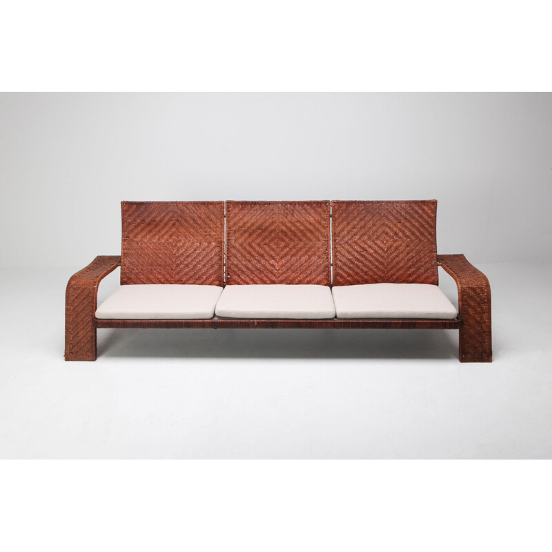 Vintage woven leather sofa by Marzio Cecchi, Studio Most, 1990s