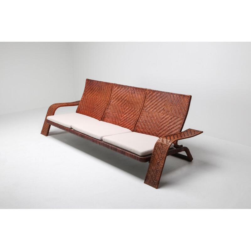Vintage woven leather sofa by Marzio Cecchi, Studio Most, 1990s