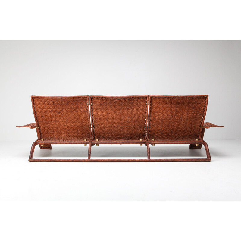 Vintage woven leather sofa by Marzio Cecchi, Studio Most, 1990s