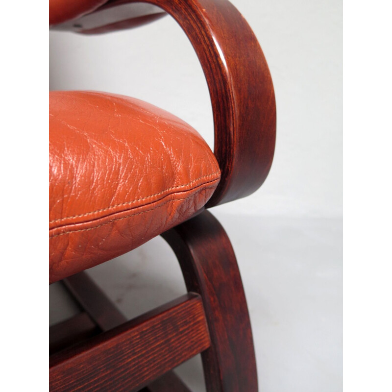 Vintage scandinavian armchair in cognac leather, 1970s