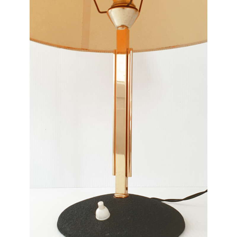 Vintage steel and brass lamp, 1950s