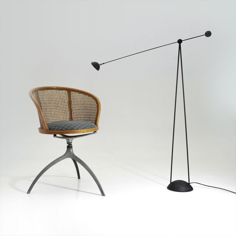 Vintage black "Yuki" floor lamp by Paolo Francesco Piva for Stefano Cevoli, 1980s