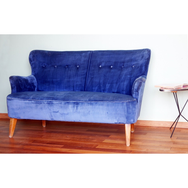 Velvet sofa, Theo RUTH - 1950s 