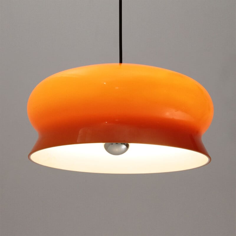 Vintage orange and white pendant lamp, Italy, 1960s