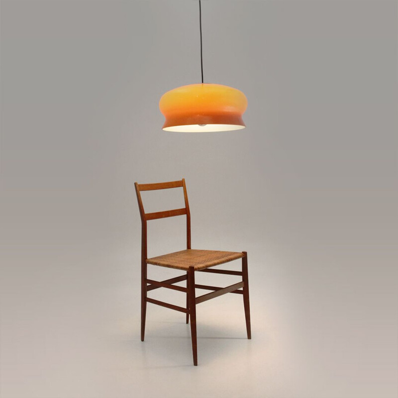 Suspension vintage orange et blanche, Italie, 1960