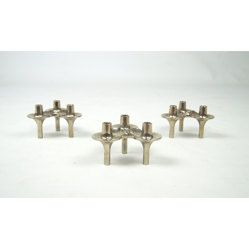 Set of 3 vintage candle holders by Fritz Nagel, Germany, 1970s