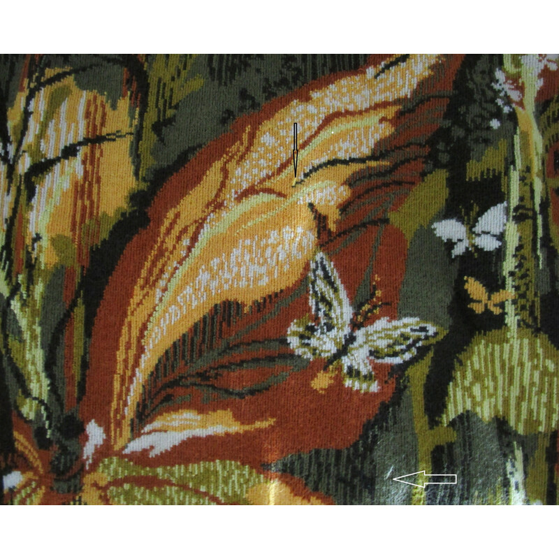 Vintage "Papillonnière" wool tapestry by Hervé Lelong, 1970s