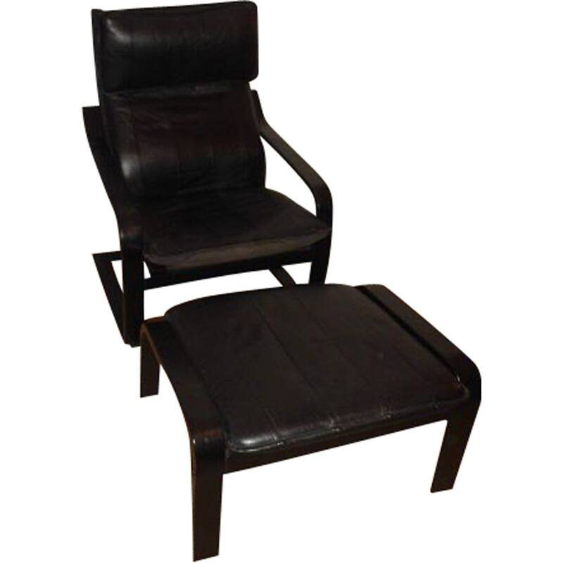 Vintage Poem armcchair with foot rest by Norboru Nakamura, 1970