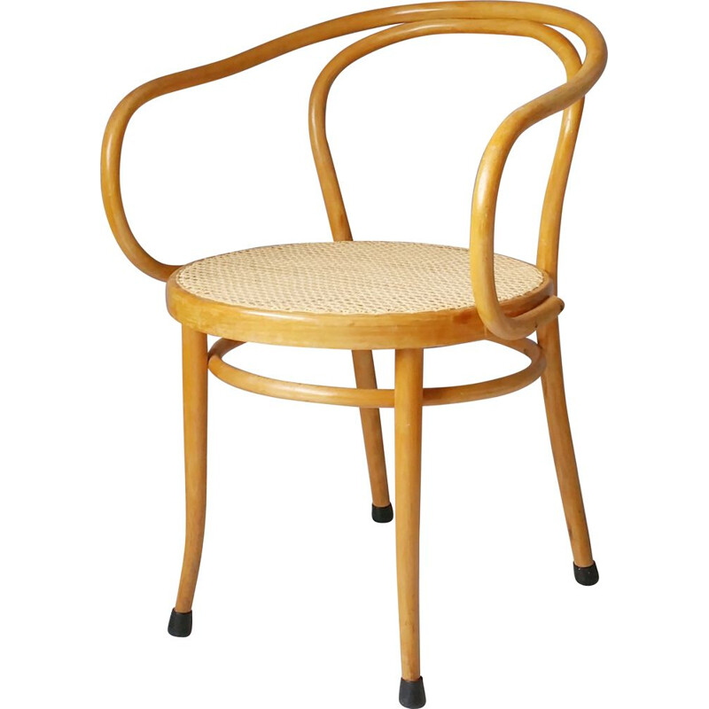 Chaise vintage en bois et rotin No 210 de Gebrüder Thonet pour Ligna, 1960