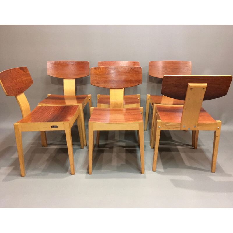 Suite de 6 chaises vintage scandinave par Christoffersen Petersen 1950