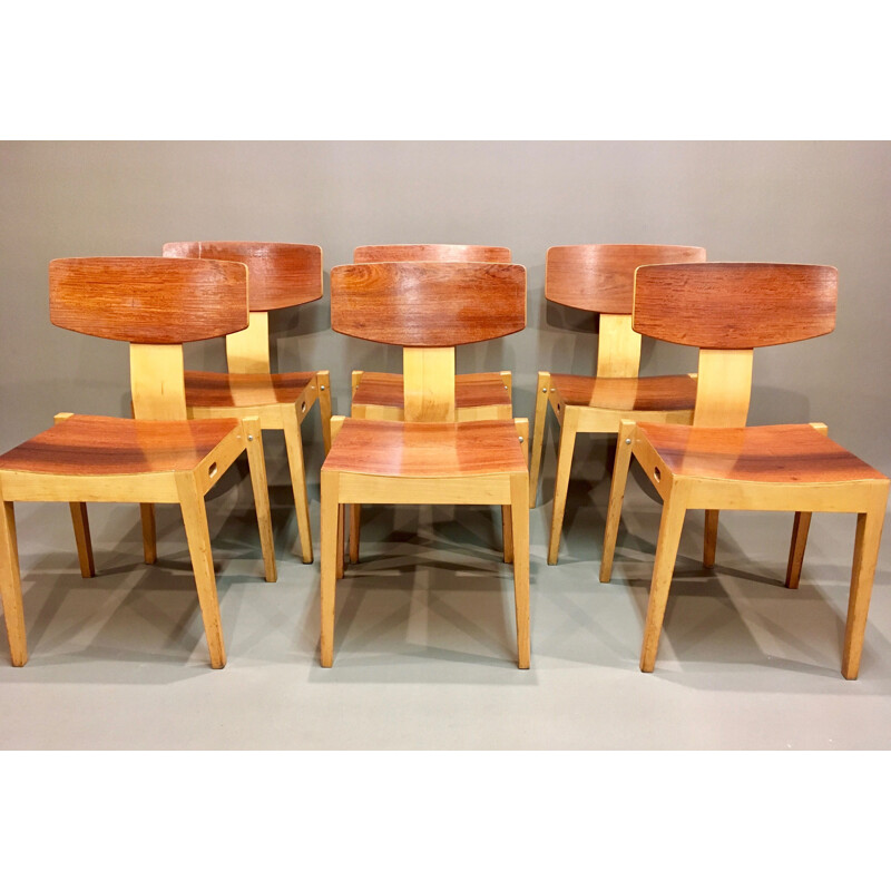 Set of 6 Scandinavian vintage chairs by Christoffersen Petersen 1950