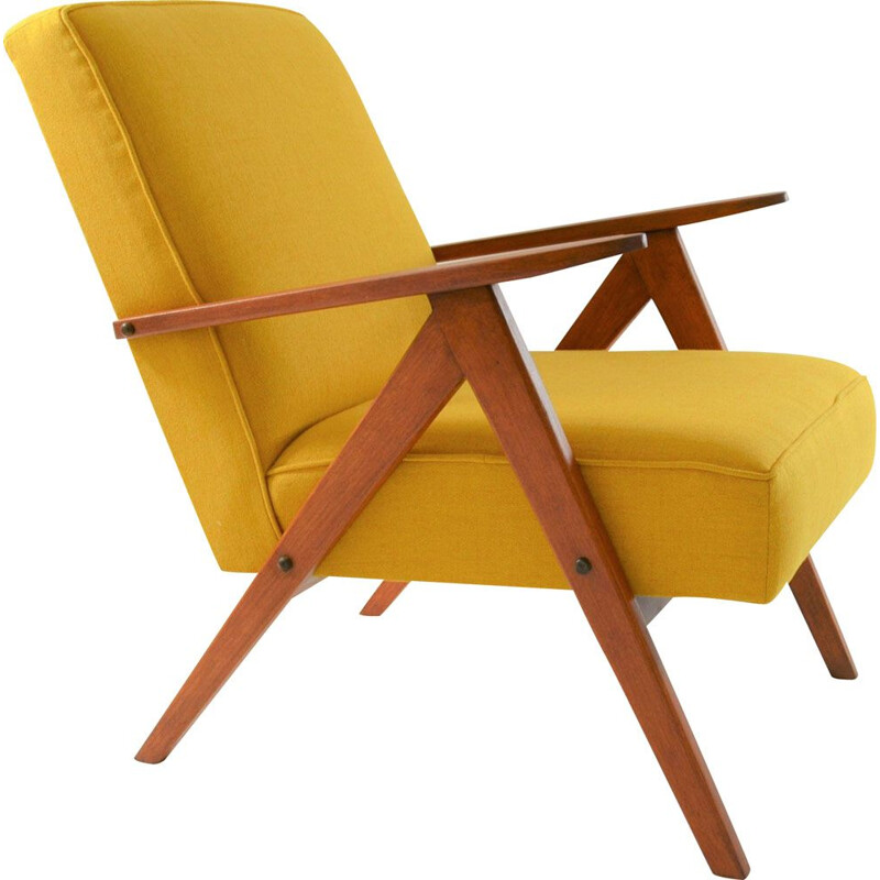 Vintage armchair model Kompas, yellow, 1970s