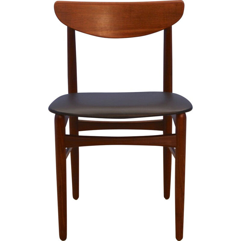 Vintage Danish dining chair in teak in black leatherette, 1960s