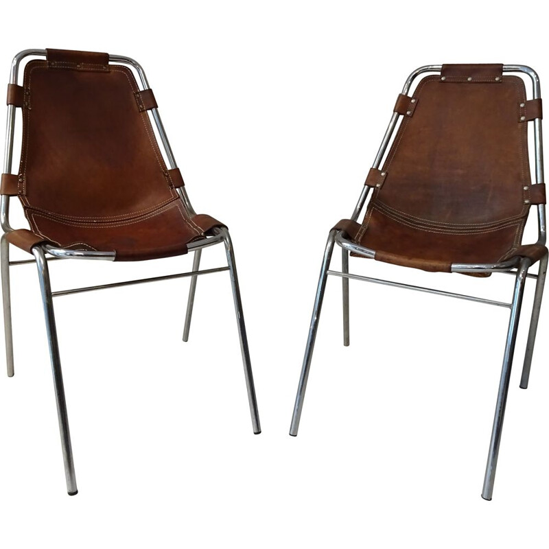 Pair of vintage chairs "Les Arcs" for Charlotte Perriand 1960