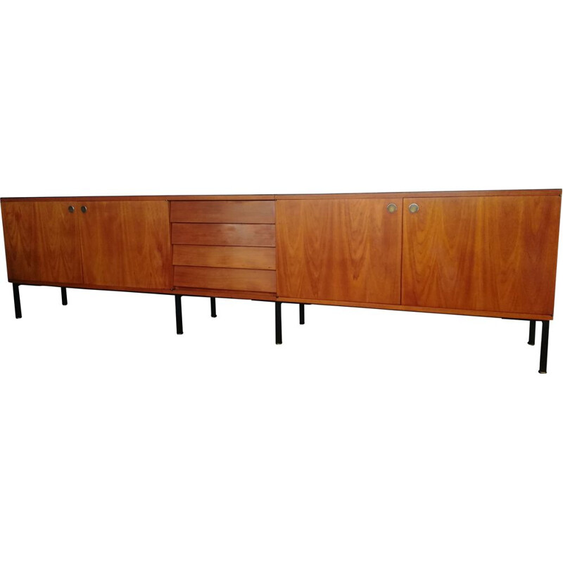 Vintage teak sideboard with glass top, 1960