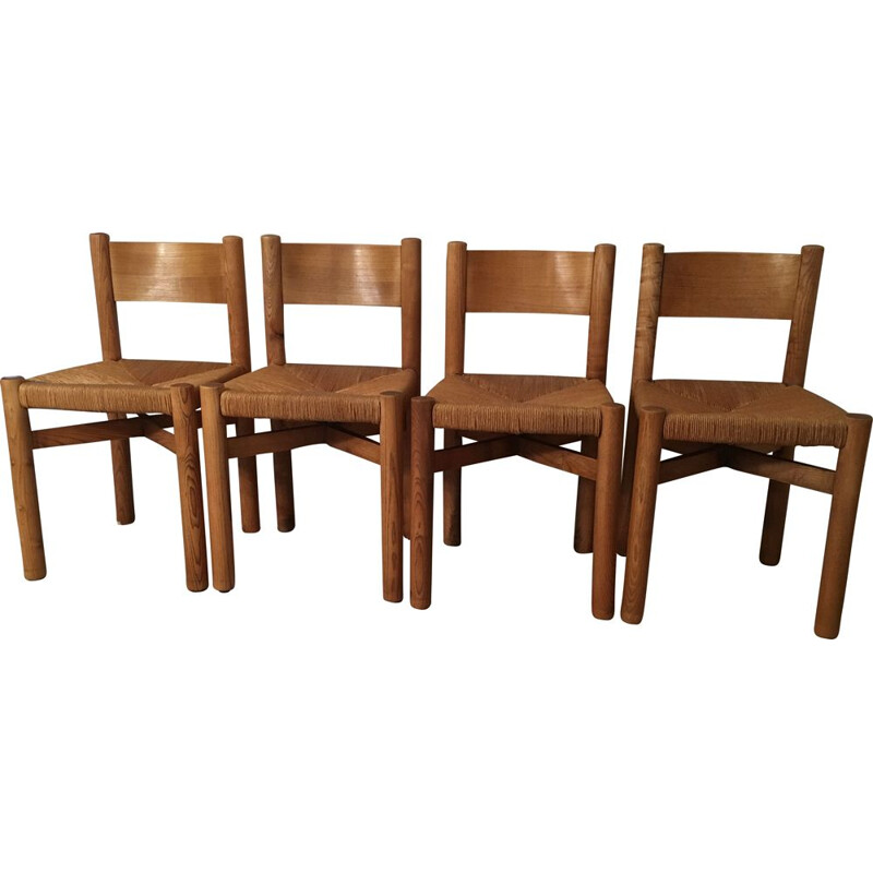 Set of 4 vintage chairs by Charlotte Perriand, 1960s