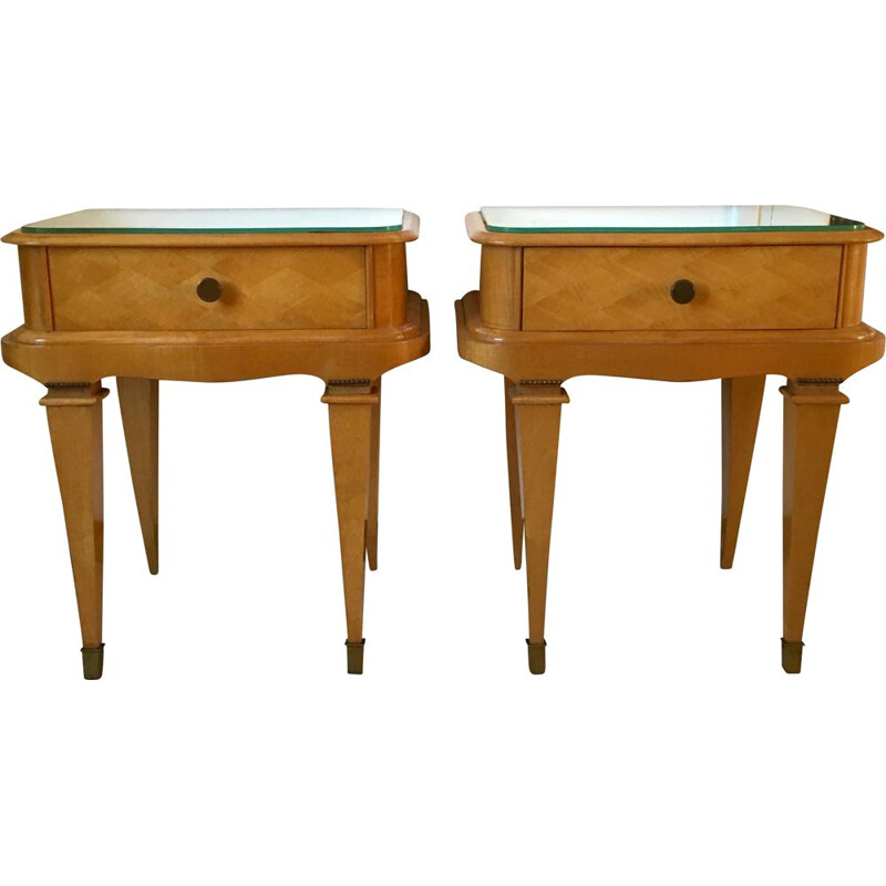 Set of 2 vintage bedside tables, 1940s