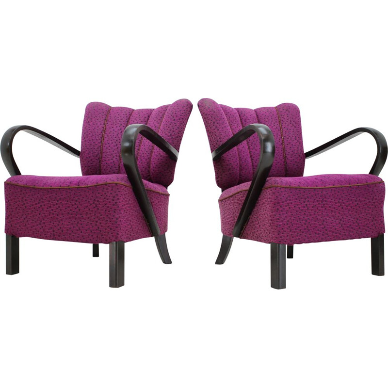 Set of 2 vintage armchairs by Jindřich Halabala, 1940s